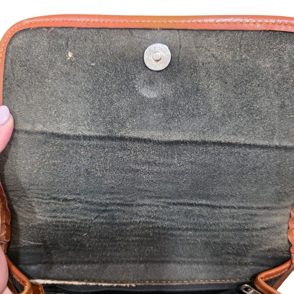 Vintage Dooney & Bourke AWL Black Tan Leather Crossbody Shoulder Bag Duck Logo - Picture 10 of 16